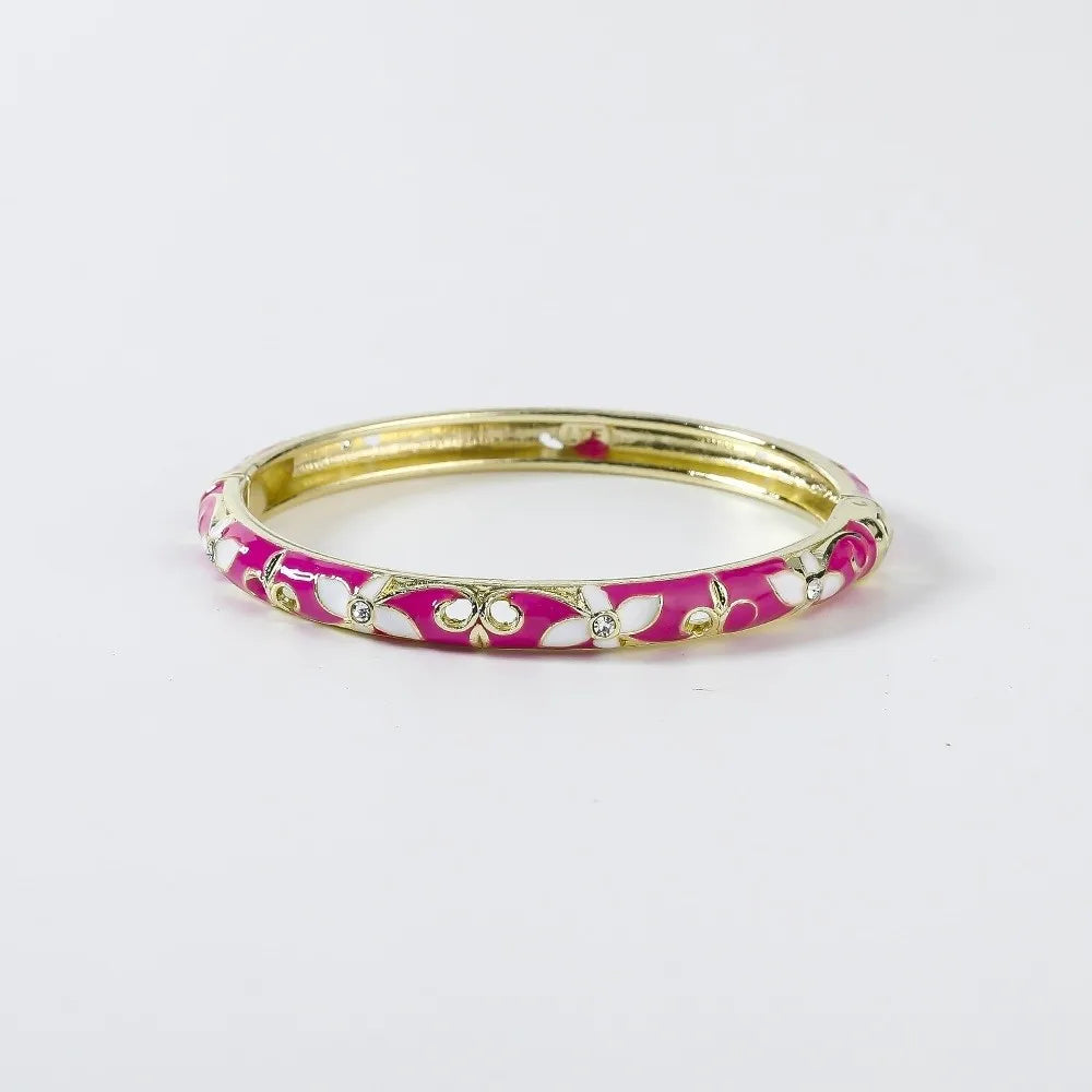 Enamel Vintage Cloisonne Bangle Floral Chinese Chinese Flower Bangle Vintage Ethnic Women's Hand Bracelet Gifts for Women Girl