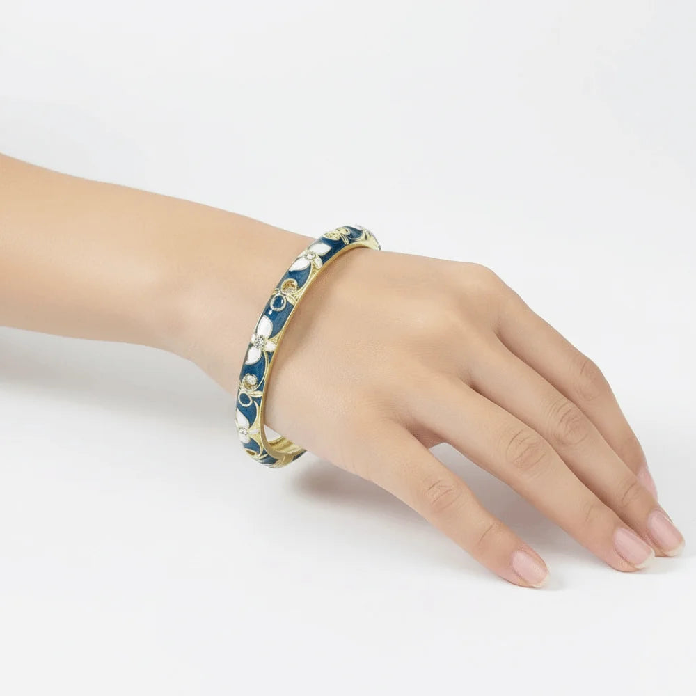 Enamel Vintage Cloisonne Bangle Floral Chinese Chinese Flower Bangle Vintage Ethnic Women's Hand Bracelet Gifts for Women Girl