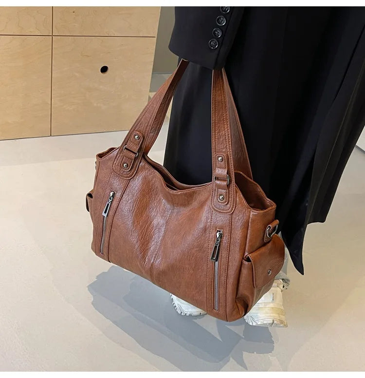 Sac Bandoulière Bicolore Grande Capacité