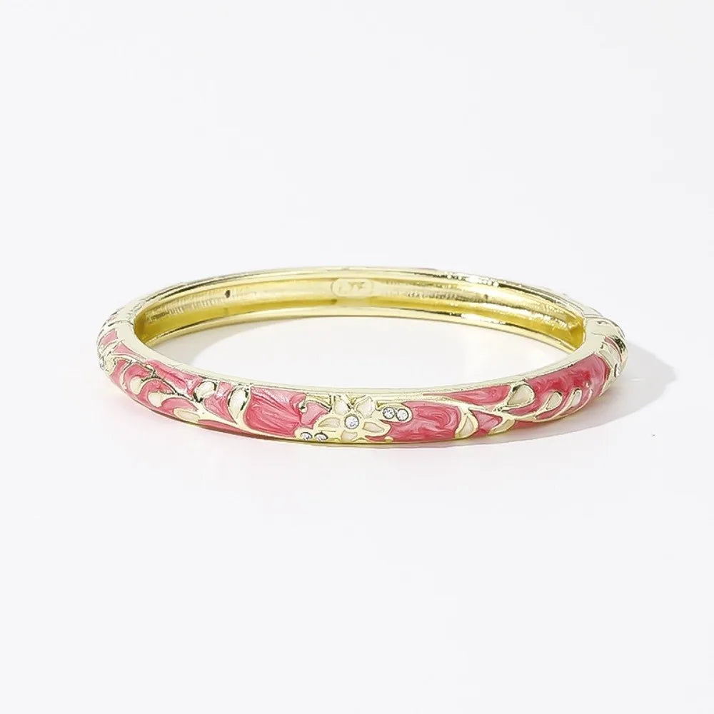 Bracelet Jonc Émail Cloisonné Artisanal - Fleurs Ethniques | 11 Styles