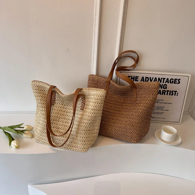 Sac de Plage Paille Bohème Été