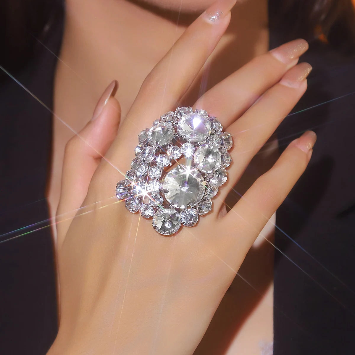 Sliver Crystal Rings for women Big Butterfly Women Wedding Band Cubic Zirconia Statement Rings for women Jewelry Gifts