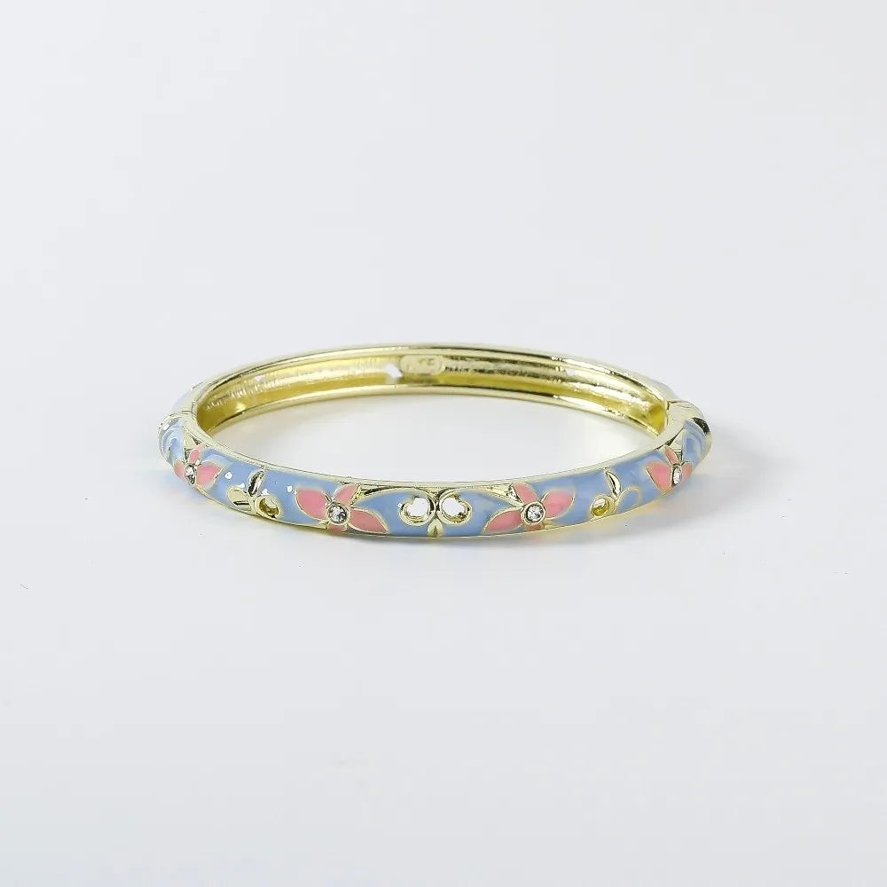Enamel Vintage Cloisonne Bangle Floral Chinese Chinese Flower Bangle Vintage Ethnic Women's Hand Bracelet Gifts for Women Girl