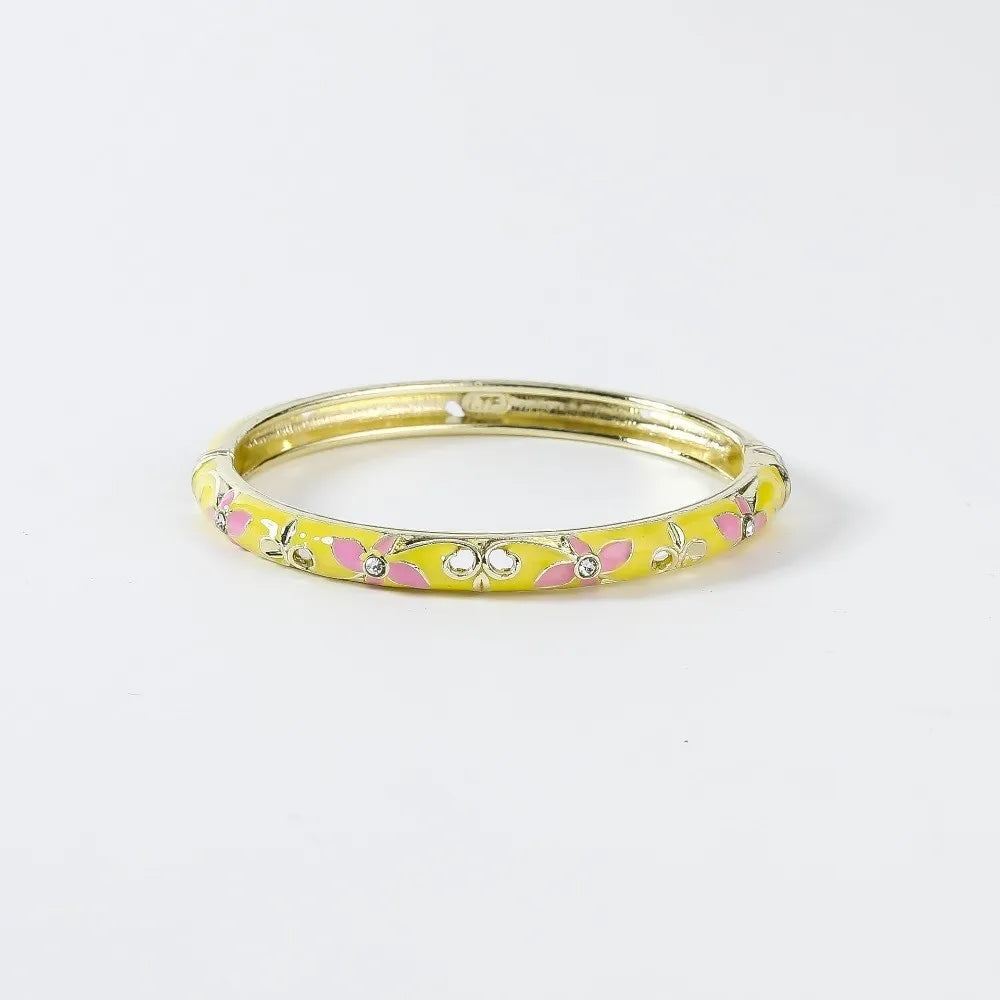 Enamel Vintage Cloisonne Bangle Floral Chinese Chinese Flower Bangle Vintage Ethnic Women's Hand Bracelet Gifts for Women Girl