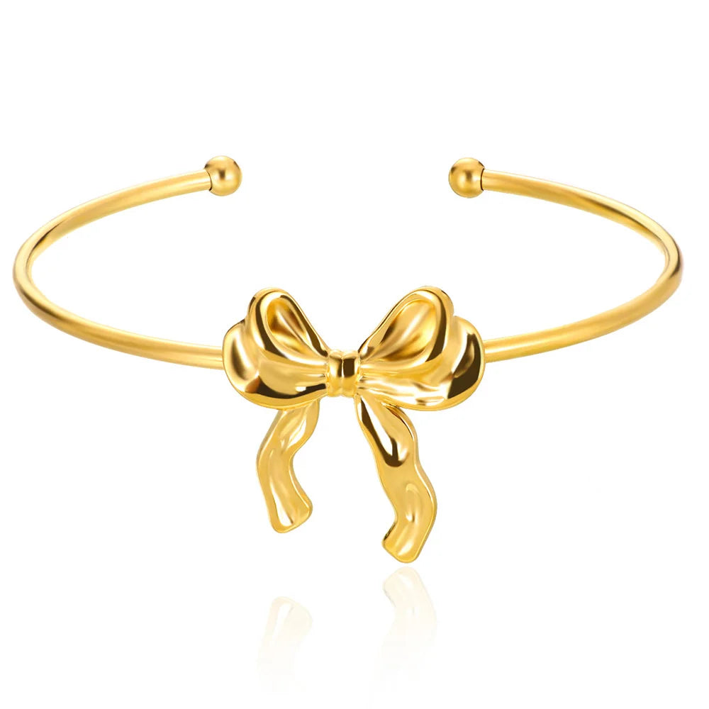 Bracelet Jonc Fleur Acier Doré