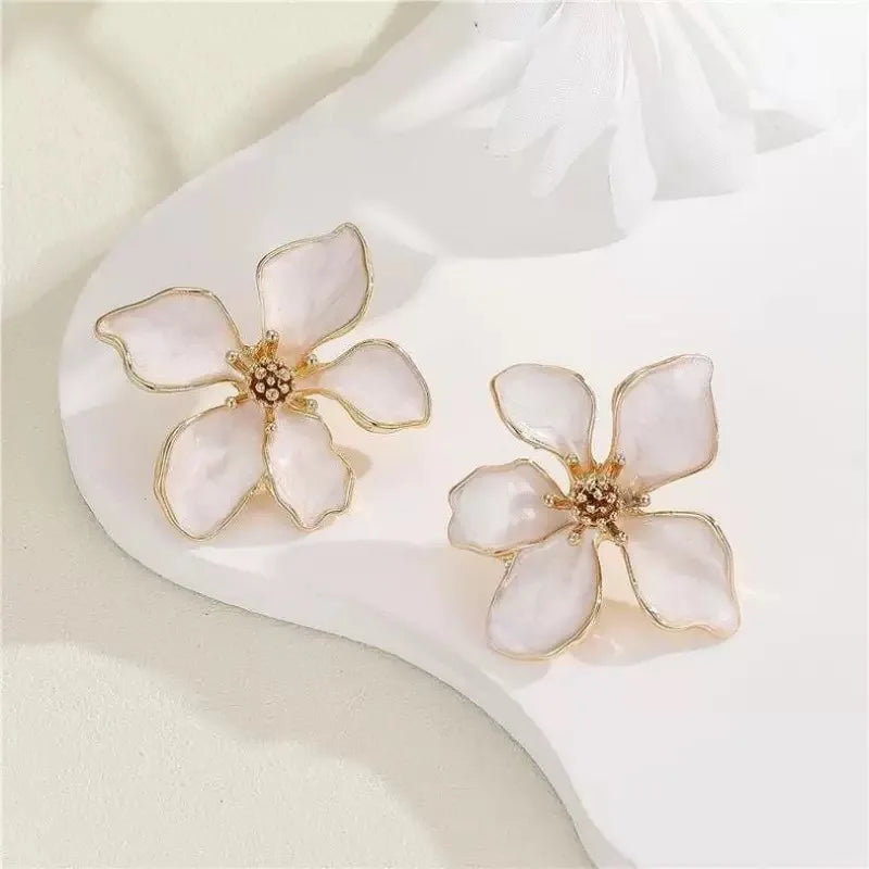 Boucles d'Oreilles Fleur Émail