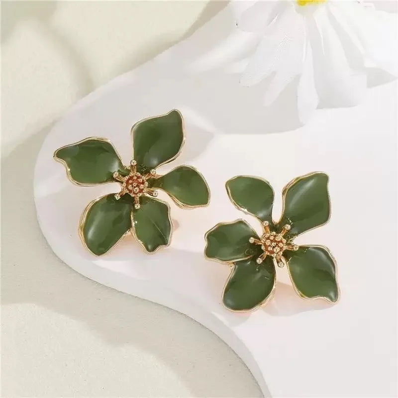 Boucles d'Oreilles Fleur Émail