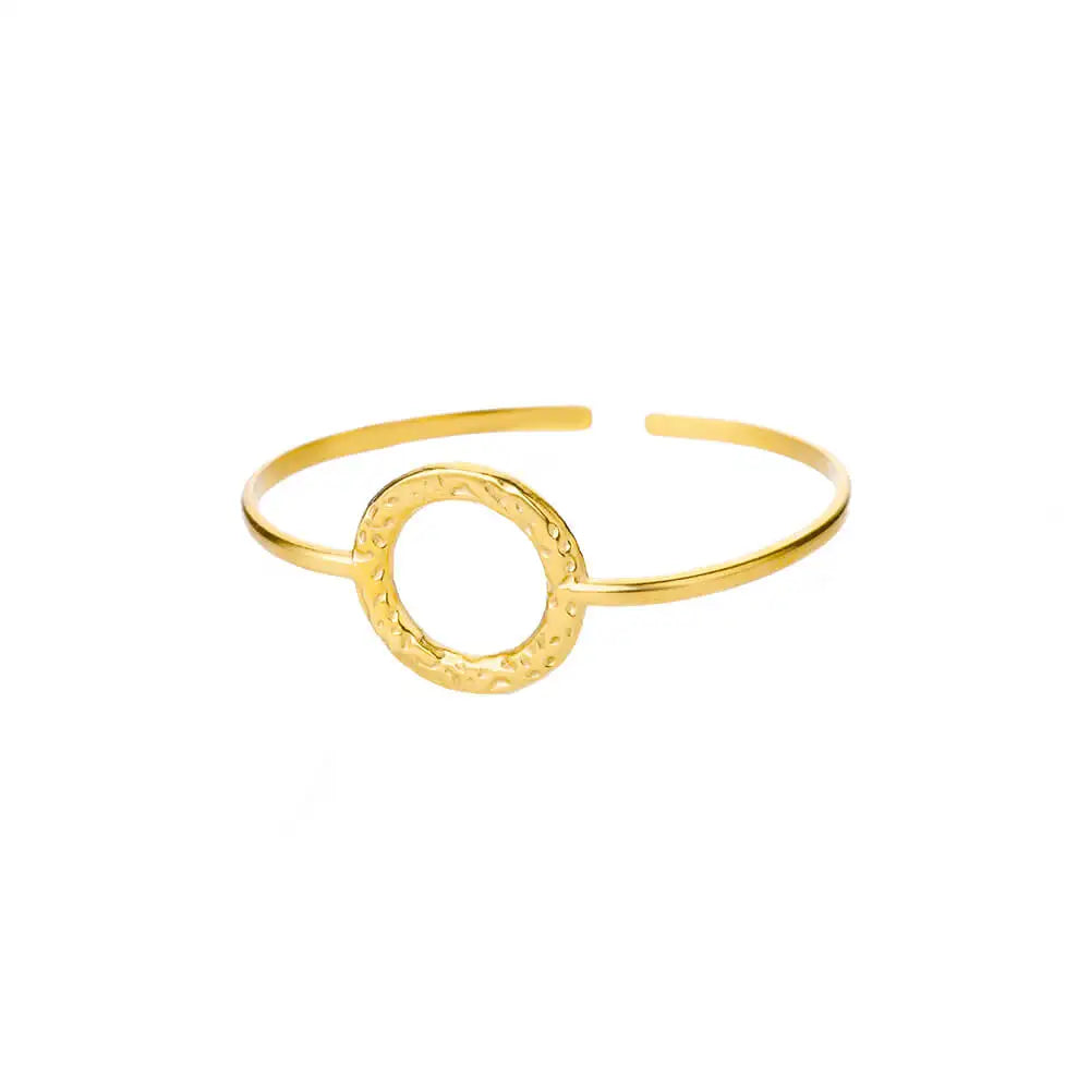 Bracelet Jonc Fleur Acier Doré