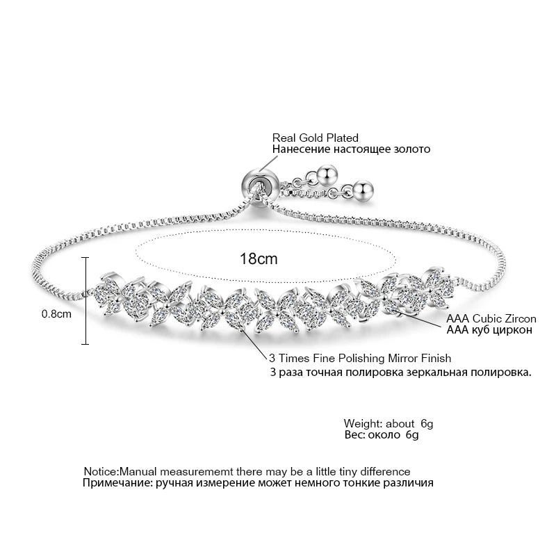Bracelet Fleurs Zircon Ajustable