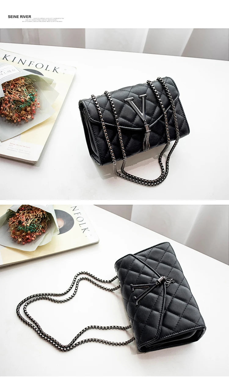 Sac Bandoulière Cuir Matelassé Chaîne