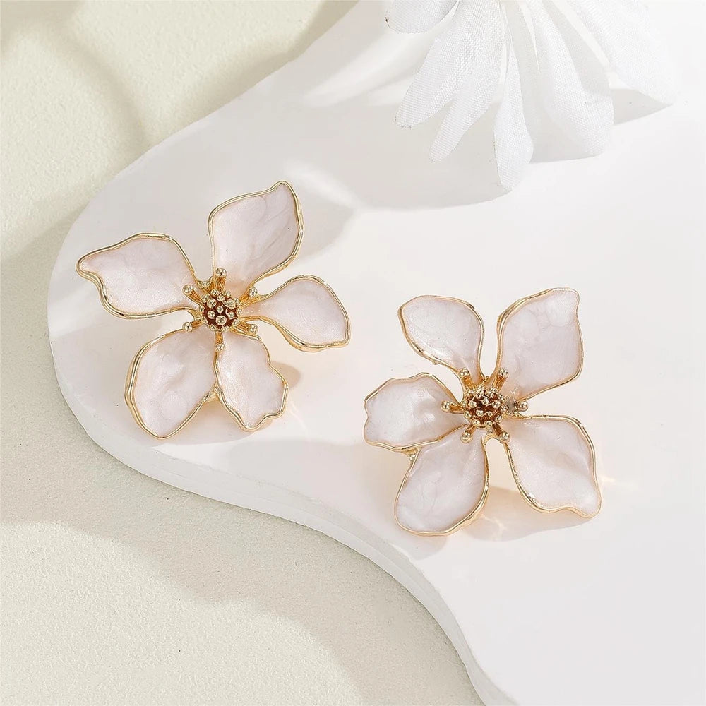 Boucles d'Oreilles Fleur Émail