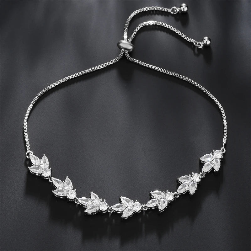 Bracelet Fleurs Zircon Ajustable