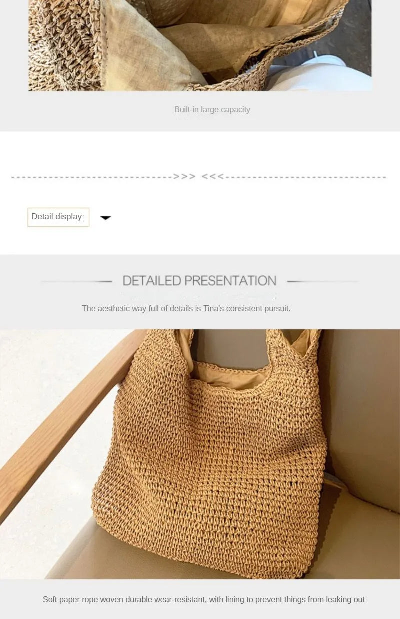 Sac Tote Paille Français Vacances