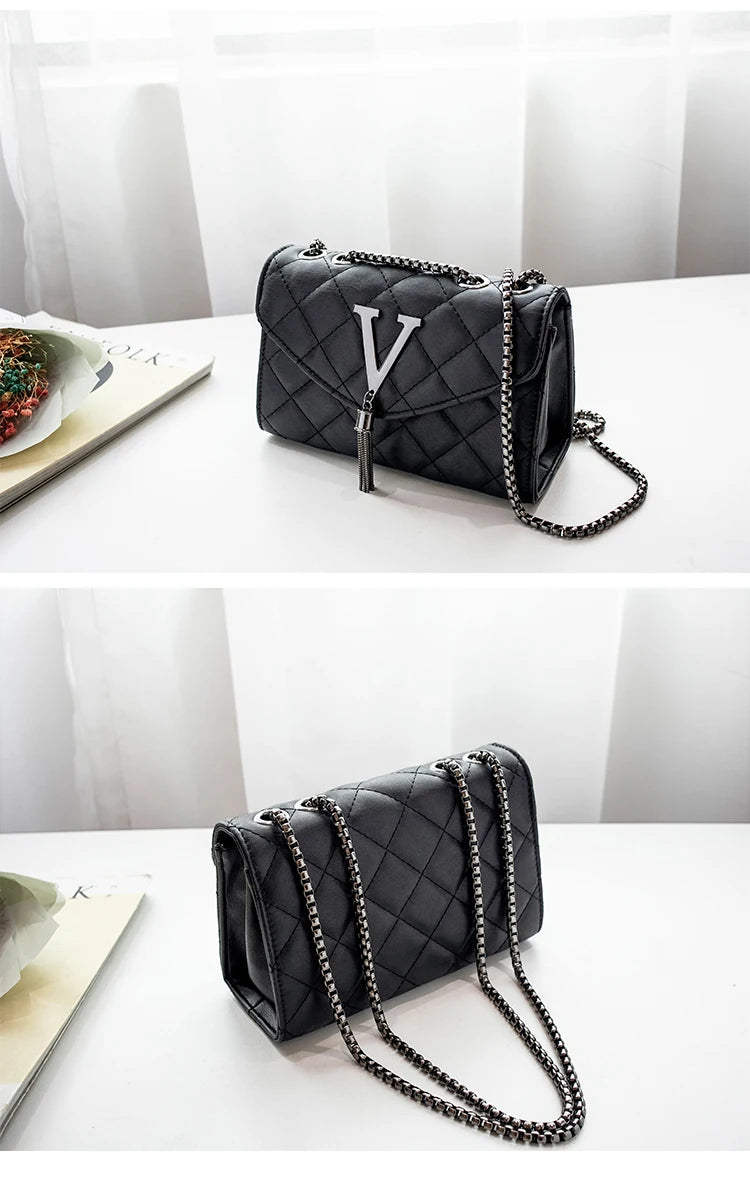 Sac Bandoulière Cuir Matelassé Chaîne