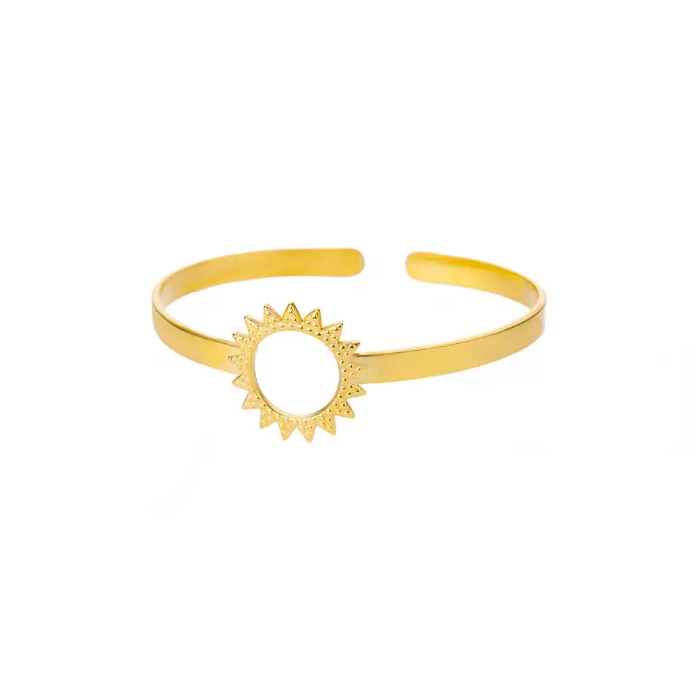 Bracelet Jonc Fleur Acier Doré