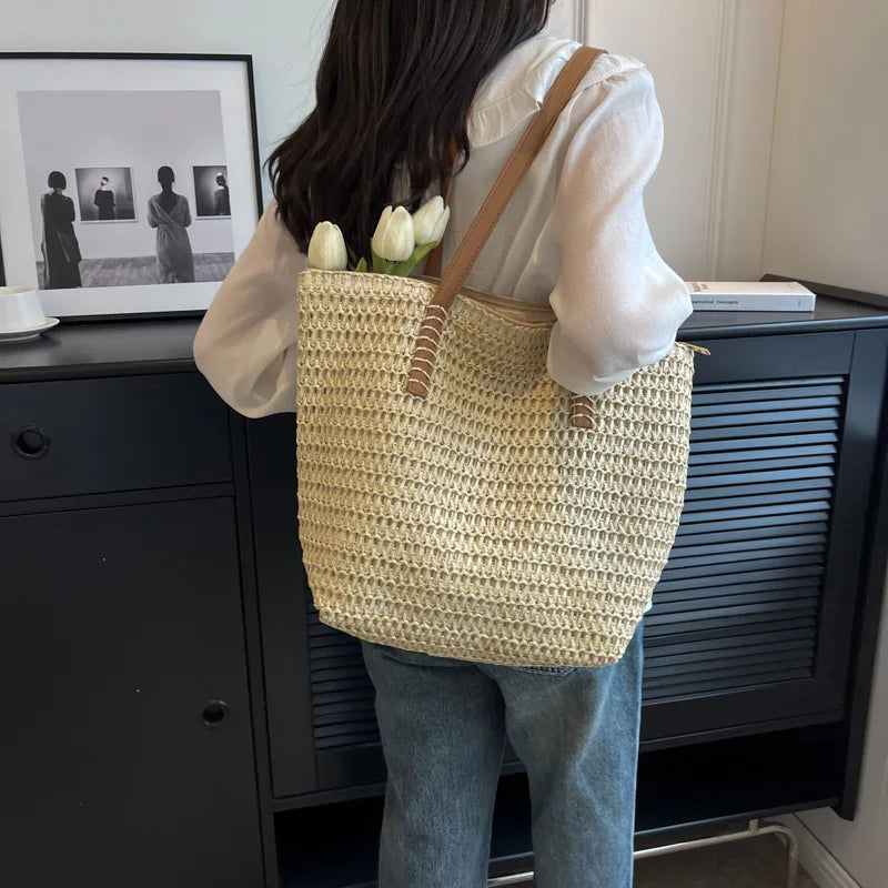 Sac de Plage Paille Bohème Été