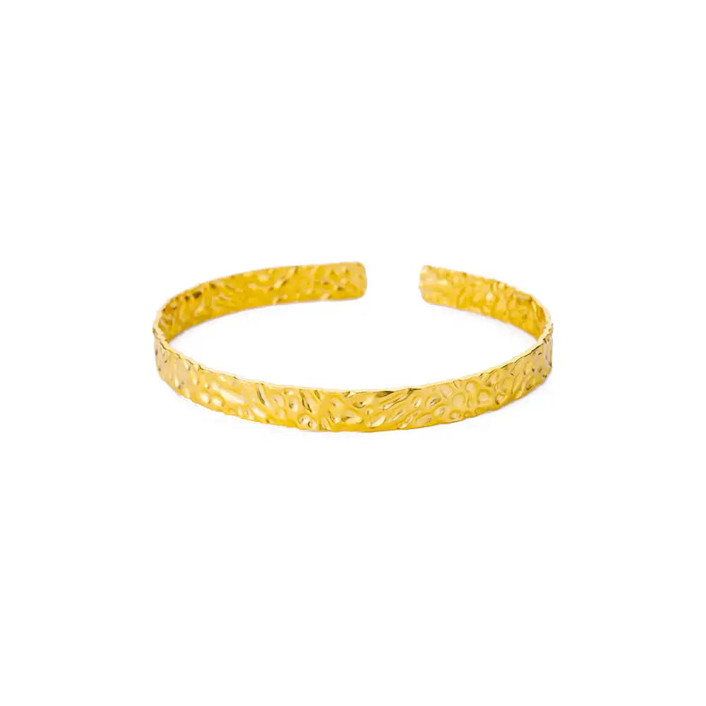 Bracelet Jonc Fleur Acier Doré