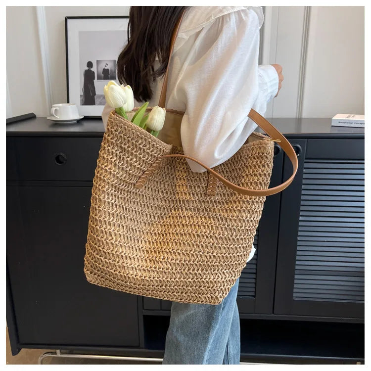 Sac de Plage Paille Bohème Été