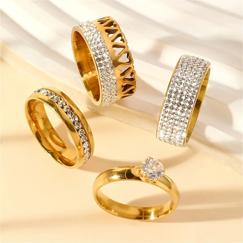 Set de Bagues Acier Inoxydable Zircon
