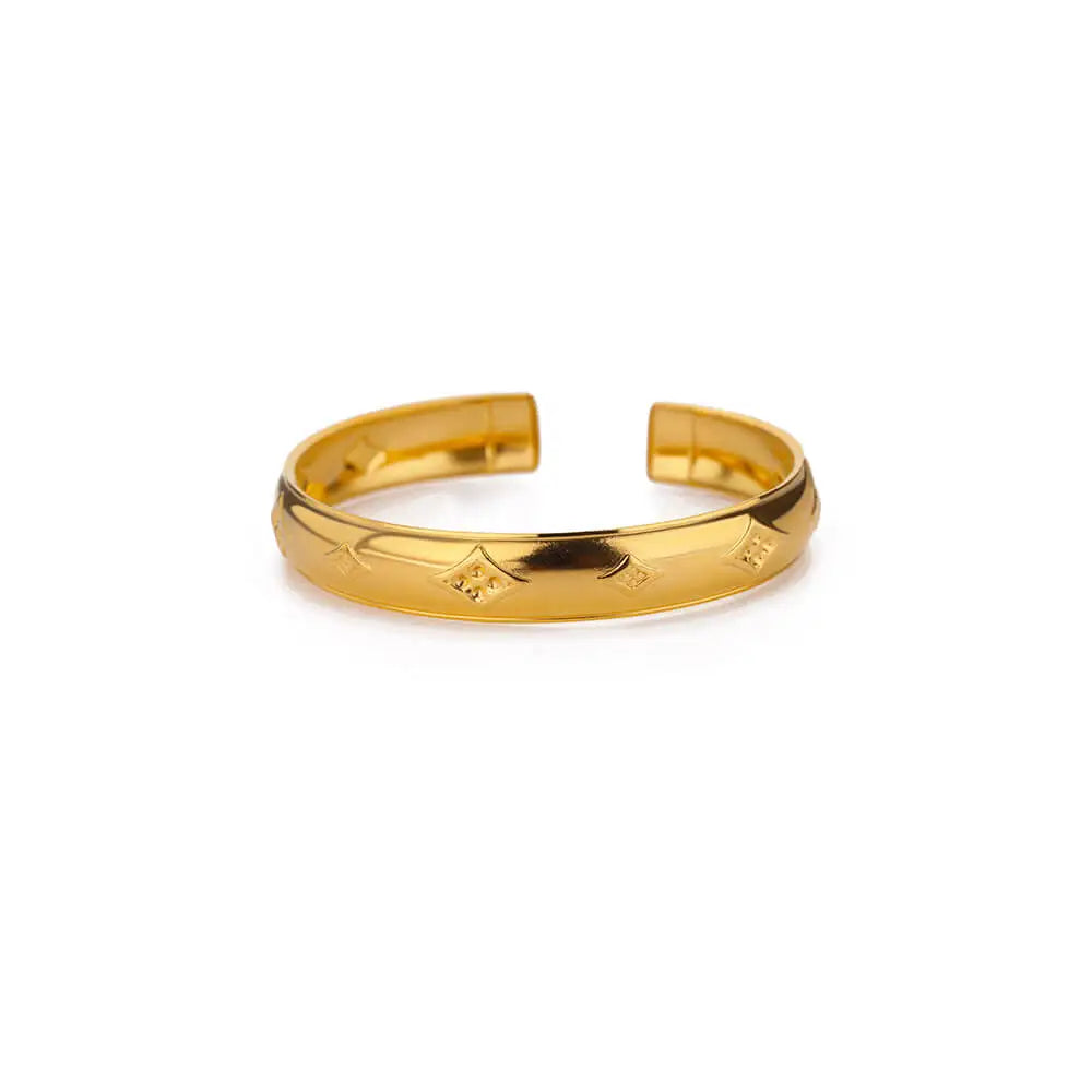 Bracelet Jonc Fleur Acier Doré