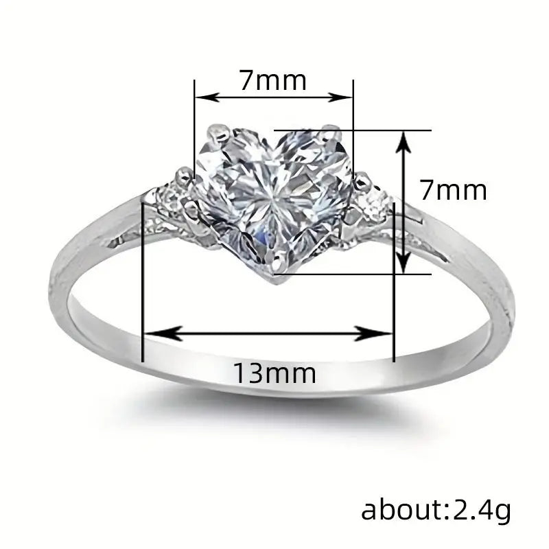 925 Sterling Silver Trendy White Zircon Promise Engagement Heart Rings For Women Party Wedding Bands Classic Jewelry Gifts