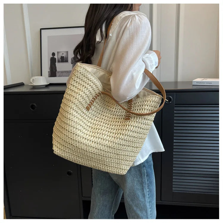Sac de Plage Paille Bohème Été