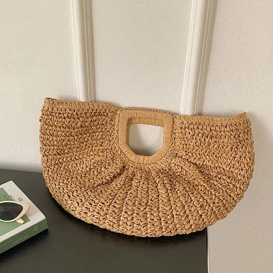Sac de plage paille tressée femme été - Maison Masy