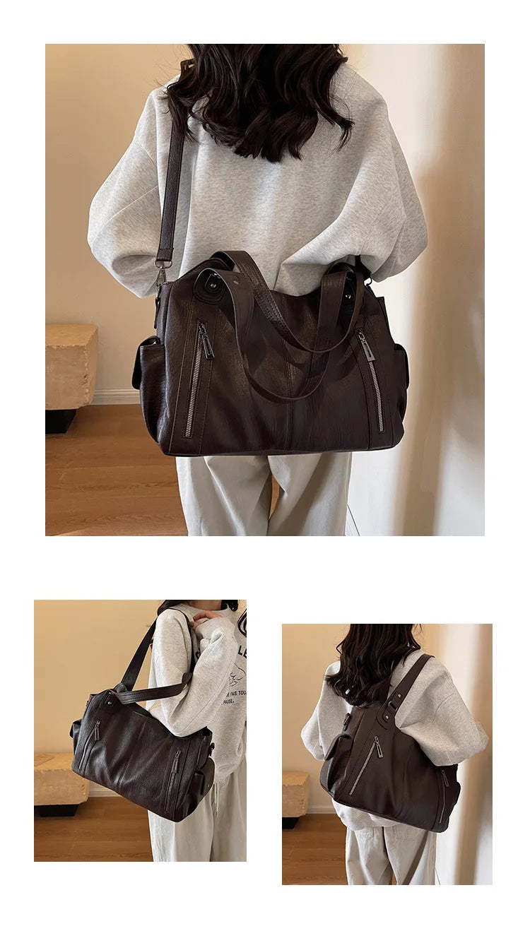 Sac Bandoulière Bicolore Grande Capacité