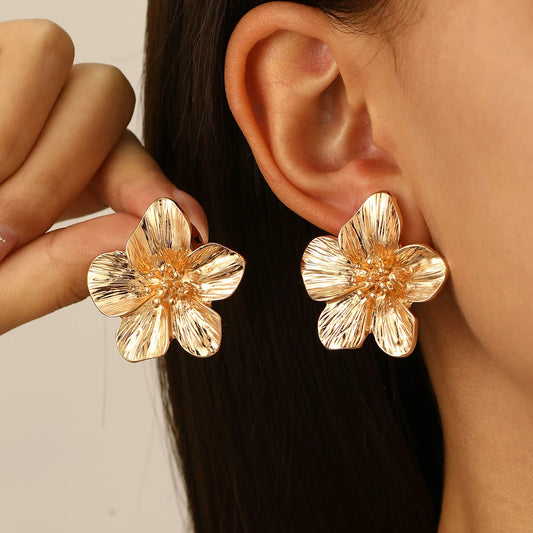 Boucles d'oreilles fleur or vintage dorées - Maison Masy