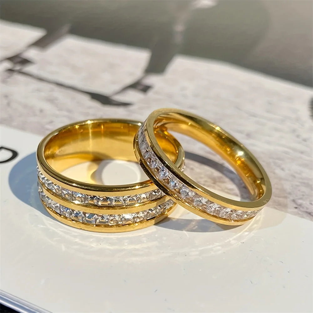 Set de Bagues Acier Inoxydable Zircon