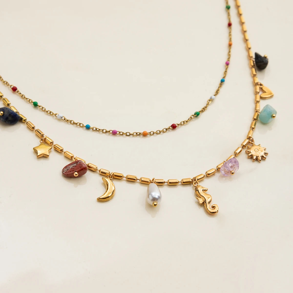 Collier Double Rang Pierre Naturelle