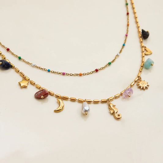 Collier double rang pierre naturelle femme - Maison Masy