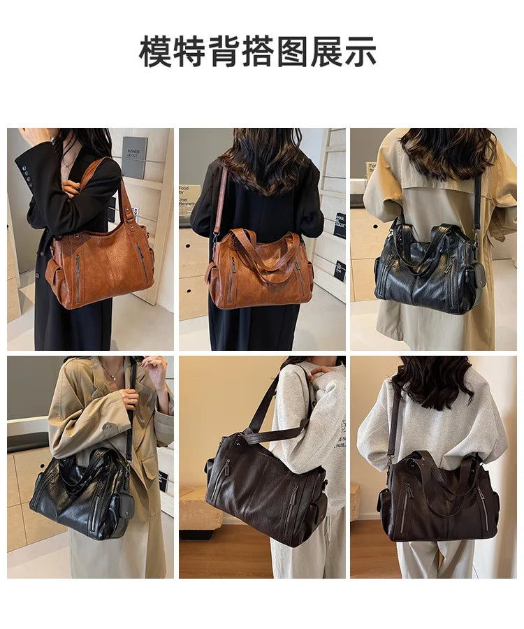 Sac Bandoulière Bicolore Grande Capacité