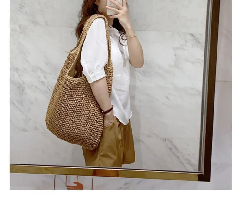Sac Tote Paille Français Vacances