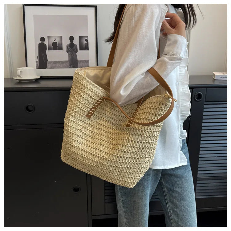 Sac de Plage Paille Bohème Été