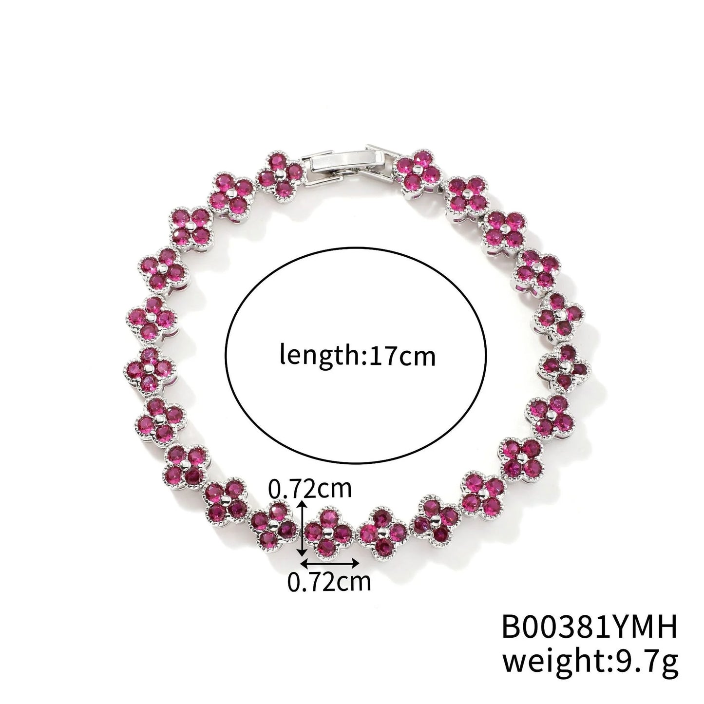Classic Fashion Colored Crystal Flower Lucky Bracelet Women Personalized New Stainless Steel Bracelet Party Jewelry Accessories