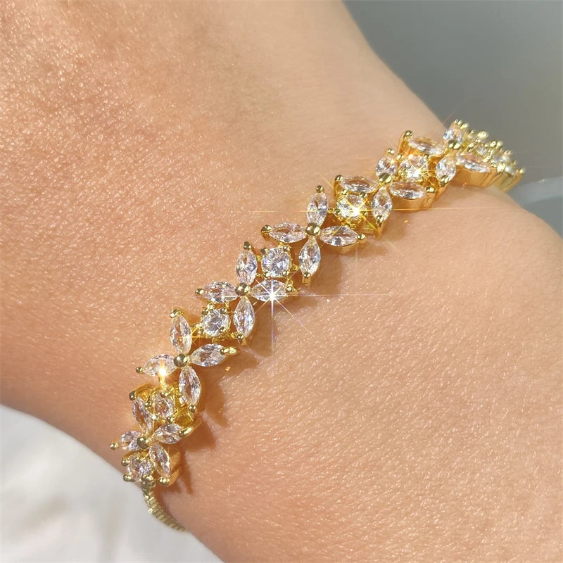 Bracelet Fleurs Zircon Ajustable