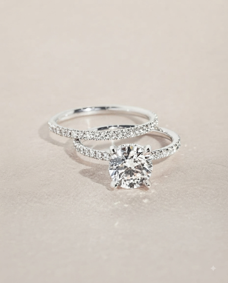Set de Bagues Zircone Ronde Brillante - Argenté | Alliance Tendance